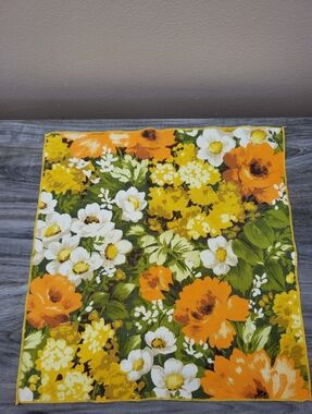 Vintage Floral Cotton Square Napkins Set Of 4 1970s